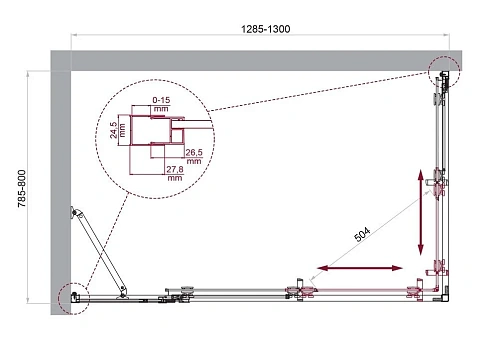 Душевой уголок BelBagno LUCE-AH-21-130/80-C-Cr Душевой уголок BelBagno LUCE-AH-21-130/80-C-Cr