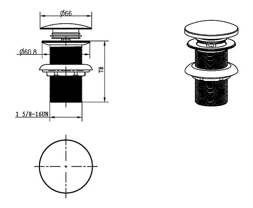 Донный клапан Boheme 612-SGM автомат(клик-клак) ShineGunMetall Донный клапан Boheme 612-SGM автомат(клик-клак) ShineGunMetall