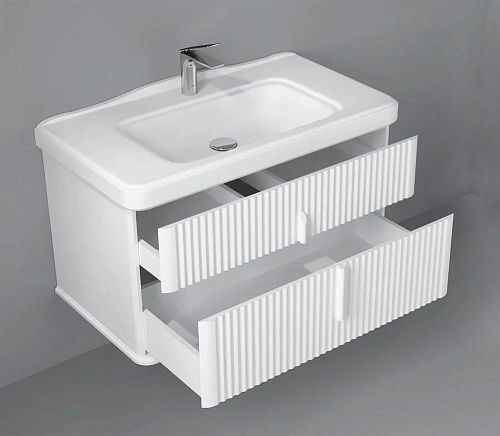 Тумба с раковиной STWORKI Молде 95 белая, с сифоном 579358 Тумба с раковиной STWORKI Молде 95 белая, с сифоном 579358
