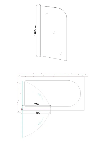 Шторка на ванну Taliente 80x140см, распашная, прозрачное стекло 6мм, черный профиль TA-0814CB Шторка на ванну Taliente 80x140см, распашная, прозрачное стекло 6мм, черный профиль TA-0814CB