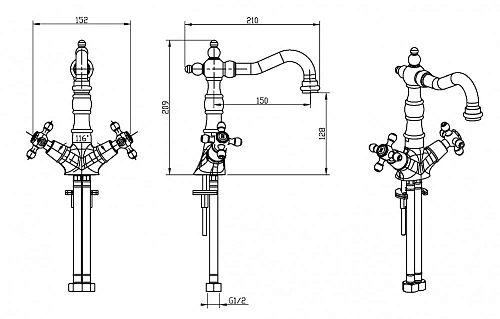 Смеситель для раковины Boheme MEDICI Ripresa 302-BLC черная керамика Смеситель для раковины Boheme MEDICI Ripresa 302-BLC черная керамика