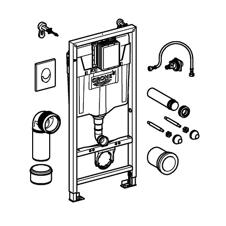 Инсталляция для унитаза GROHE Rapid SL (38721001) с панелью смыва Skate Air 3 в 1 Инсталляция для унитаза GROHE Rapid SL (38721001) с панелью смыва Skate Air 3 в 1