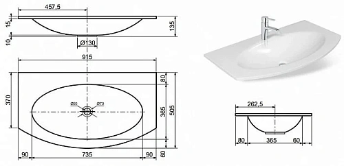 Раковина Эстет Мальта ФР-00000785 915х505 накладная Раковина Эстет Мальта ФР-00000785 915х505 накладная