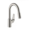 Смеситель для кухни Hansgrohe 180, с вытяжным душем, 2jet 71801800, под сталь Смеситель для кухни Hansgrohe 180, с вытяжным душем, 2jet 71801800, под сталь