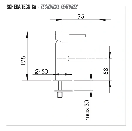 Смеситель для биде Remer X Style X22CFP, черный брашированный хром Смеситель для биде Remer X Style X22CFP, черный брашированный хром