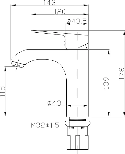 Смеситель для раковины STWORKI Гриндстед WFD11005GA 577376 Смеситель для раковины STWORKI Гриндстед WFD11005GA 577376