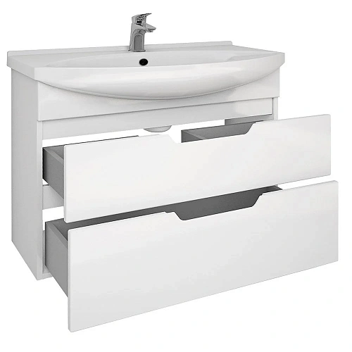 Тумба под раковину DREJA LAGUNA PLUS, 105 см, подвесная/напольная, 2 ящика, с опорами, белый глянец 99.0108 Тумба под раковину DREJA LAGUNA PLUS, 105 см, подвесная/напольная, 2 ящика, с опорами, белый глянец 99.0108
