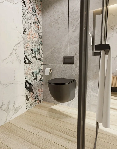 Унитаз подвесной AQUAme AQM2002MB с сиденьем SoftClose, технология смыва Rimless, скрытый крепеж чер Унитаз подвесной AQUAme AQM2002MB с сиденьем SoftClose, технология смыва Rimless, скрытый крепеж чер