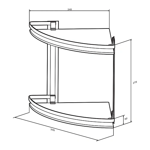 Полка AM.PM Sense L A7456200 двухуровневая, угловая, стеклянная, алюминий Полка AM.PM Sense L A7456200 двухуровневая, угловая, стеклянная, алюминий
