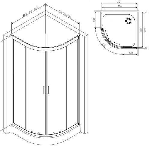 Душевой уголок AM.PM Gem W90G-401-090WT 90х90, стекло прозрачное, профиль матовое серебро, без поддо Душевой уголок AM.PM Gem W90G-401-090WT 90х90, стекло прозрачное, профиль матовое серебро, без поддо