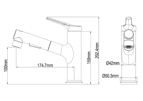 Смеситель для раковины Wonzon & Woghand с выдвижным изливом, брашированное золото (WW-A40862-BG) Смеситель для раковины Wonzon & Woghand с выдвижным изливом, брашированное золото (WW-A40862-BG)