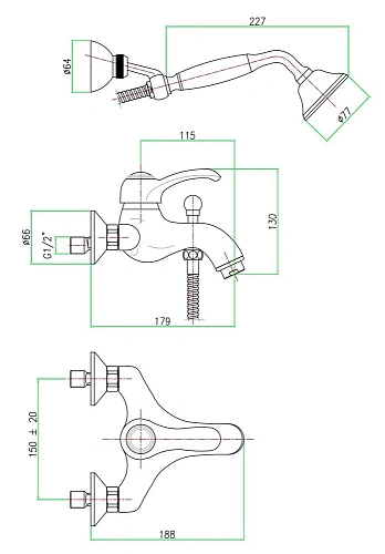 Смеситель для ванны Webert Aurora AU850101010 Смеситель для ванны Webert Aurora AU850101010
