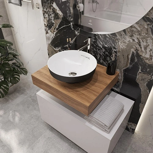 Комплект мебели STWORKI Ольборг 60 столешница дуб французский, без отверстий, с тумбой 80, с раковин 536595 Комплект мебели STWORKI Ольборг 60 столешница дуб французский, без отверстий, с тумбой 80, с раковин 536595