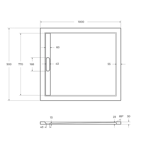 Душевой поддон CEZARES TRAY-AS-AH-100/90-30-W 1000x900 искусственный камень, белый Душевой поддон CEZARES TRAY-AS-AH-100/90-30-W 1000x900 искусственный камень, белый