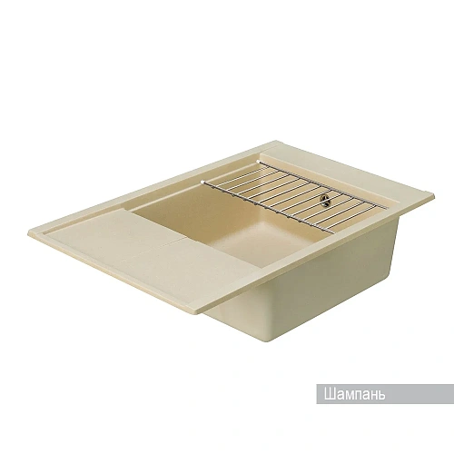 Кухонная мойка Aquaton Делия 78 1A715132DE290 из литого мрамора, прямоугольная, с крылом шампань Кухонная мойка Aquaton Делия 78 1A715132DE290 из литого мрамора, прямоугольная, с крылом шампань