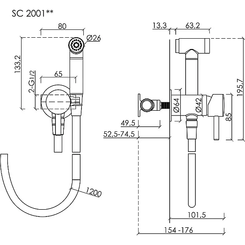 Гигиенический душ Sancos Atom SC2001MB черный матовый Гигиенический душ Sancos Atom SC2001MB черный матовый