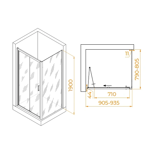 Душевой уголок RGW PA-142B (PA-21B+Z-050-5B) 900x800 мм 060814298-14 Душевой уголок RGW PA-142B (PA-21B+Z-050-5B) 900x800 мм 060814298-14
