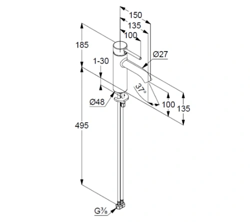 Смеситель для раковины Kludi BOZZ 38282N076 брашированное золото Смеситель для раковины Kludi BOZZ 38282N076 брашированное золото
