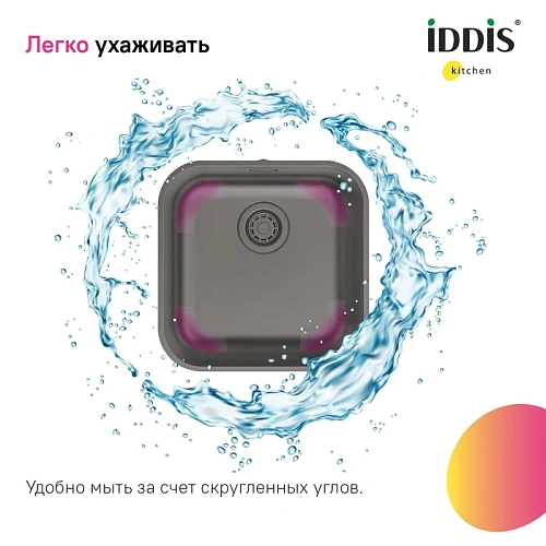Кухонная мойка IDDIS Mat (MAT44GMi77) нержавеющая сталь, графит, 446x446 Кухонная мойка IDDIS Mat (MAT44GMi77) нержавеющая сталь, графит, 446x446