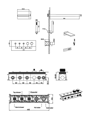 Душевая система Boheme Fusion 131-BRB встраиваемая с термостатом, BRUSHED BRONZE Душевая система Boheme Fusion 131-BRB встраиваемая с термостатом, BRUSHED BRONZE