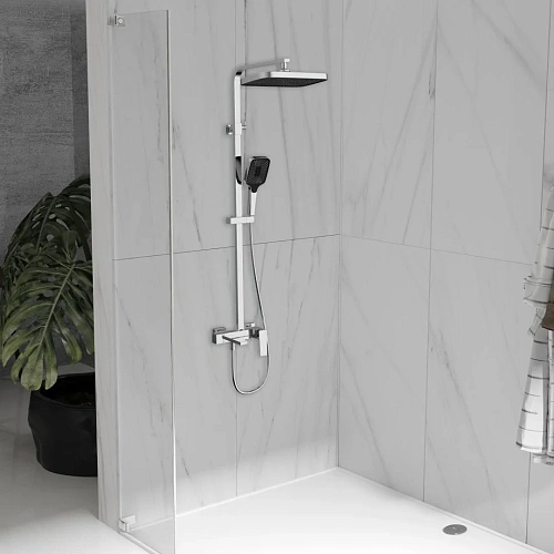 Душевая система Vincea Cube VSFS-4C12CH с изливом, хром Душевая система Vincea Cube VSFS-4C12CH с изливом, хром