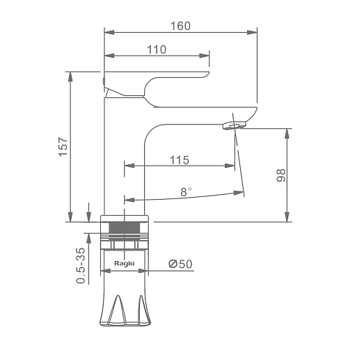 Смеситель для раковины Raglo R03.10.03, золотой сатин Смеситель для раковины Raglo R03.10.03, золотой сатин