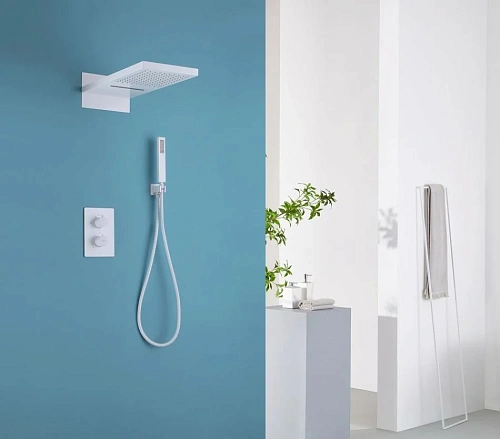 Душевая система ABBER Weiss Insel AF8052W скрытого монтажа без излива, термостат, белый Душевая система ABBER Weiss Insel AF8052W скрытого монтажа без излива, термостат, белый