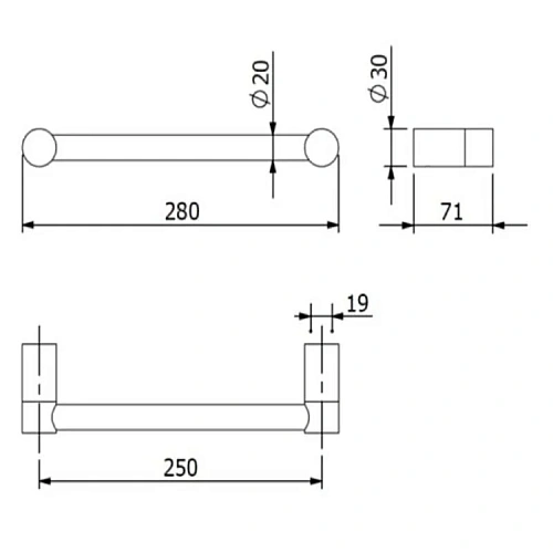Поручень Kludi VELA R 58981N2 оружейная сталь Поручень Kludi VELA R 58981N2 оружейная сталь