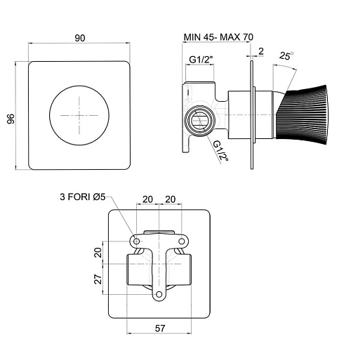Смеситель для душа Paini Domus 18PZ690PZGQJAPI встраиваемый, черный матовый Смеситель для душа Paini Domus 18PZ690PZGQJAPI встраиваемый, черный матовый