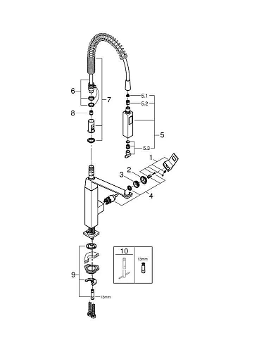 Смеситель для кухни GROHE Eurocube профессиональный, хром (31395000) Смеситель для кухни GROHE Eurocube профессиональный, хром (31395000)