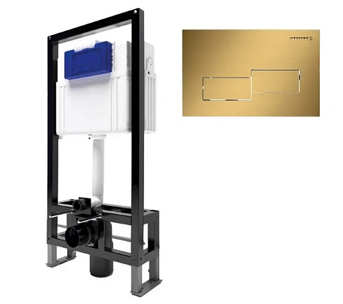 Инсталляция для унитаза BETTOSERB SAVA FREE STANDING SFS40006483 с клавишей смыва BRICKS золото матовое Инсталляция для унитаза BETTOSERB SAVA FREE STANDING SFS40006483 с клавишей смыва BRICKS золото матовое