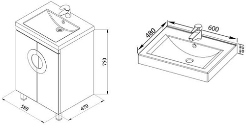 Тумба под раковину De Aqua Форма 60.2 белый (напольная) 184356 Тумба под раковину De Aqua Форма 60.2 белый (напольная) 184356