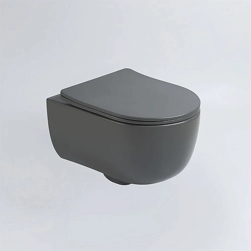 Унитаз подвесной Vincea Evo VT1-34SMA безободковый, цвет антрацит матовый, ультратонкое soft-close с Унитаз подвесной Vincea Evo VT1-34SMA безободковый, цвет антрацит матовый, ультратонкое soft-close с