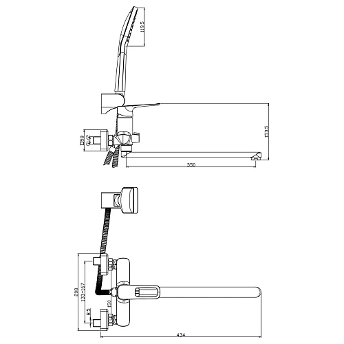 Смеситель для ванны Rossinka RS46-32 универсальный Смеситель для ванны Rossinka RS46-32 универсальный
