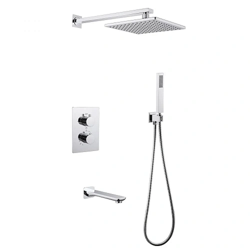 Душевая система ABBER Weiss Insel AF8050 скрытого монтажа с изливом, термостат, хром Душевая система ABBER Weiss Insel AF8050 скрытого монтажа с изливом, термостат, хром