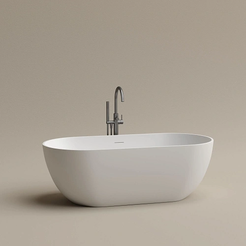 Акриловая ванна SANCOS Leaf FB20MW 1700x800x580, отдельностоящая, овальная, с каркасом, со сливом-переливом, донным клапаном"сlick-сlack", белый матовый Акриловая ванна SANCOS Leaf FB20MW 1700x800x580, отдельностоящая, овальная, с каркасом, со сливом-переливом, донным клапаном"сlick-сlack", белый матовый