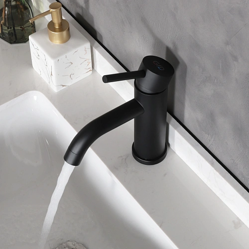 Смеситель для раковины Gid Inga SS096-BM-K SS096BMK черный матовый Смеситель для раковины Gid Inga SS096-BM-K SS096BMK черный матовый