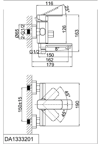 Смеситель для ванны D&K Altportel Rhein DA1333201 Смеситель для ванны D&K Altportel Rhein DA1333201