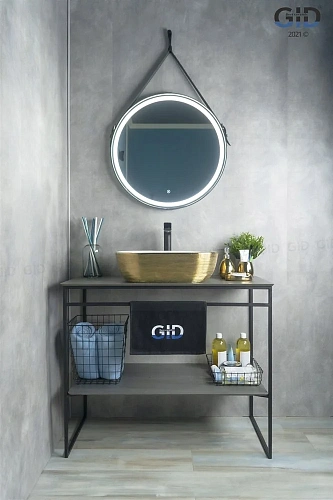 Раковина Gid D1302h132 53324 накладная белая / темное золото 50x40x14 Раковина Gid D1302h132 53324 накладная белая / темное золото 50x40x14