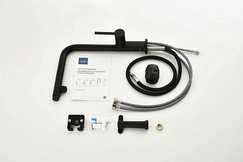 Смеситель для кухни AQUAme Cucina AQM9903MB с выдвижным изливом, с подключением к фильтру с питьевой водой, черный матовый Смеситель для кухни AQUAme Cucina AQM9903MB с выдвижным изливом, с подключением к фильтру с питьевой водой, черный матовый