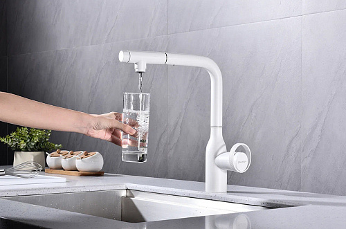 Смеситель для кухни Paulmark URBAN белый матовый Ur213104-WH Смеситель для кухни Paulmark URBAN белый матовый Ur213104-WH