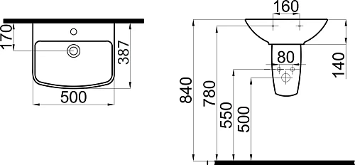 Раковина STWORKI Дублин 50 с полупьедесталом 562875 Раковина STWORKI Дублин 50 с полупьедесталом 562875