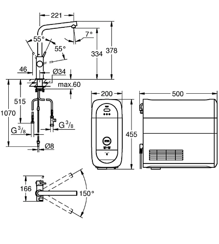 Смеситель для кухни GROHE Blue Home с функциями фильтрации, охлаждения и газирования водопроводной в 31454000 Смеситель для кухни GROHE Blue Home с функциями фильтрации, охлаждения и газирования водопроводной в 31454000