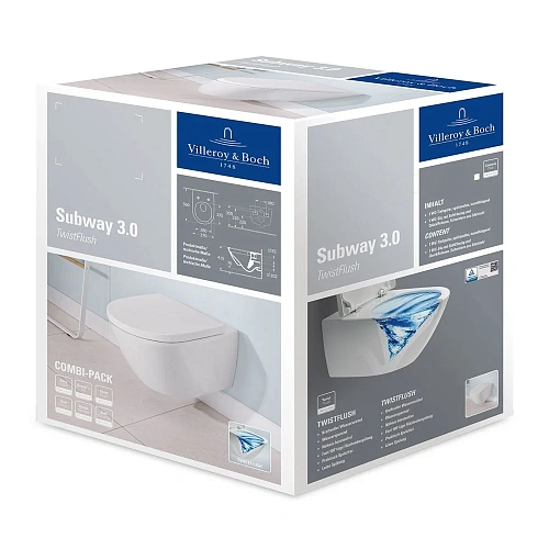 Унитаз подвесной Villeroy & Boch Subway 3.0 4670T001 (4670 T0 01) TwistFlush 4670TS01 Унитаз подвесной Villeroy & Boch Subway 3.0 4670T001 (4670 T0 01) TwistFlush 4670TS01