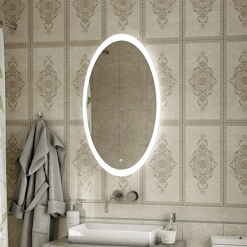 Зеркало DIWO Ярославль 60 с подсветкой, овальное, в современном стиле, сенсорное выключение 543689 Зеркало DIWO Ярославль 60 с подсветкой, овальное, в современном стиле, сенсорное выключение 543689