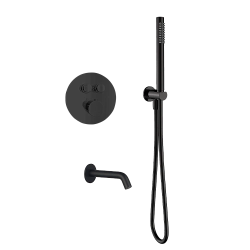 Душевая система AQUAme AQM8407MB с термостатом, черный матовый Душевая система AQUAme AQM8407MB с термостатом, черный матовый
