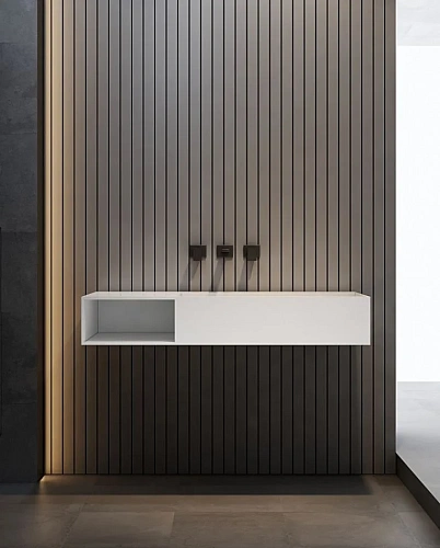 Тумба с раковиной ABBER Stein AS2640-1.2 L подвесная, белая матовая Тумба с раковиной ABBER Stein AS2640-1.2 L подвесная, белая матовая