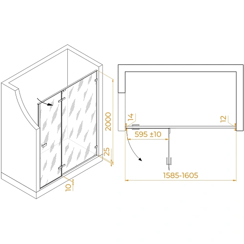 Душевая дверь RGW Stilvoll SV-004B 1600 мм черный 353200416-14 Душевая дверь RGW Stilvoll SV-004B 1600 мм черный 353200416-14