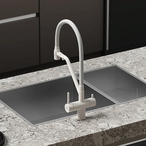 Смеситель для кухни Sancos Dora SC4003MW под фильтр, белый матовый Смеситель для кухни Sancos Dora SC4003MW под фильтр, белый матовый