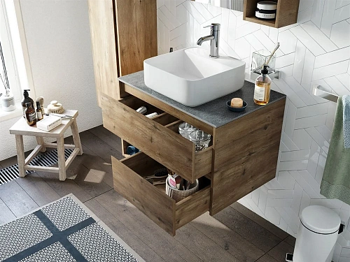 Комплект мебели STWORKI Карлстад 75 дуб рустикальный, роверелла, в стиле лофт, под дерево, российска 427888 Комплект мебели STWORKI Карлстад 75 дуб рустикальный, роверелла, в стиле лофт, под дерево, российска 427888